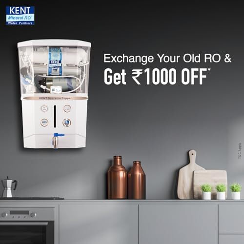 Kent Supreme Copper Ro Water Purifier | Advanced Ro Tech For Sabse Shudh Paani | Ro+Uv+Uf+Copper+Tds Control+Uv Led Tank | Auto Flush | 8L | 20Lph | Ideal For Borewell/Tanker/Municipal Water