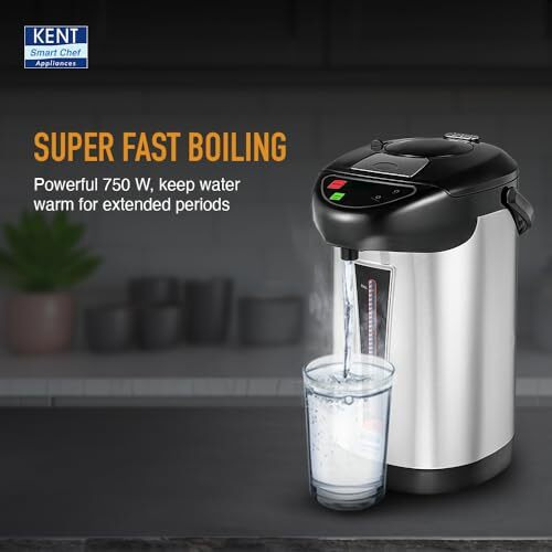 Kent Hot Pot Auto Electric Kettle With Water Dispenser 4 Liters Storage Capacity 750 Watts Appliance Inner Pot & Plastic Outer Body Reboil Feature Overheating Protection Silver
