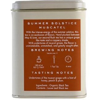 Tea Treasure Makaibari Summer Solistice Mascatle | 100 Gm Tin Caddy | Second Flush Black Tea | Loose Tea | Black Tea | Organic Certified | Whole Leaf Tea