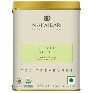 Makaibari Silver Green | 100 Gm Tin Caddy | Darjeeling Green Tea | Tea Treasure