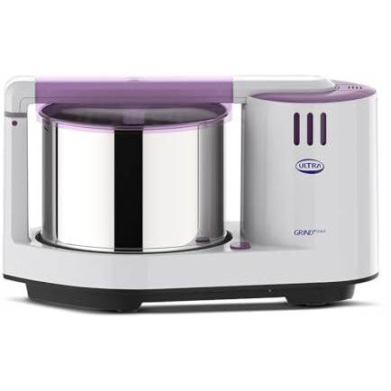 Ultra Grind+ Gold 2 Litre Table Top Wet Grinder - White | Fast Grinding Conical Stones, 150W Motor & 5 Years Warranty | Aisi 304 Food-Grade Ss Multi Utility Cylindrical Drum, Light Weight
