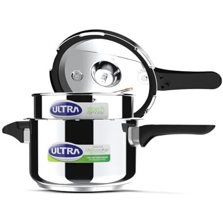 Ultra Duracook Diet Cooker 3 Litre | Excess Starch Remover | Diet Friendly | Aisi 304 Food Grade Stainless Steel Cooker | 5 Years Warranty | High Impact 3-Layer Composite Base | Spillage Control
