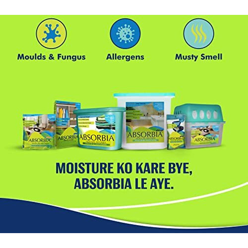 Absorbia Moisture Absorber Classic - Pack Of 6 | Absorbia Sachet(100Gms X6 Sachet) | Dehumidier For Bags, Suitcases, Drawers Wardrobe, Cupboards & Closets