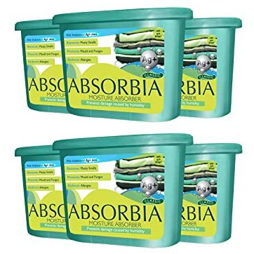 Absorbia Moisture Absorber With Ag+ Silver Ions | Pack Of 6 (600Ml Each) | Moisture Absorber For Wardrobe | Dehumidifier For Room Moisture | Air Freshener For Room, Toilet | Moisture Absorbers