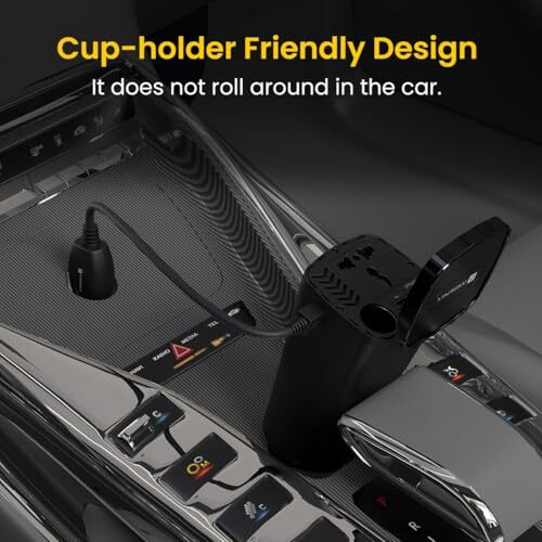 Portronics 200W Car Power One With 30W Type-C Pd,12V Car Plug Power Cord,18W Usb Port, Ac Socket, Cigarette Lighter Slot, Led Indicator, Power Button, And Cooling Fan  Compact And Durable(Black)