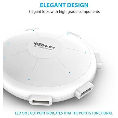 Portronics Por 343 Ufo Usb Home Charger 6 Ports 8A Charging Station For Smartphones And Tablets - White