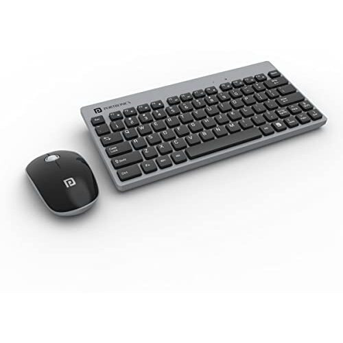 Portronics Key2 Combo Wireless Keyboard And Mouse Set, With 2.4 Ghz Usb Receiver, Silent Keystrokes, 1200 Dpi Optical Tracking, Compact Design, Multimedia Keys For Pc, Laptop & Usb Supported Devices (Grey)