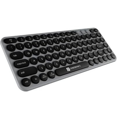 Portronics Bubble 2.0 Wireless Keyboard With Bluetooth + 2.4 Ghz Receiver, Connect 3 Devices, Compact Tkl Size, 10M Working Range, Function Shortcut Keys, For Laptop, Pc, Smartphone, Tablet (Grey)