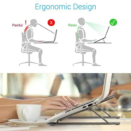 Portronics My Buddy K Portable Laptop Stand With Adjustable Height, Foldable, Overheating Protection For Laptops & Macbooks (Grey)