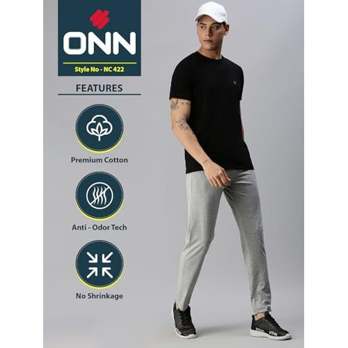 Onn Men's Solid Regular Fit T-Shirt Nc422_Bl_1Pc_Black_Medium 90-95 Cms