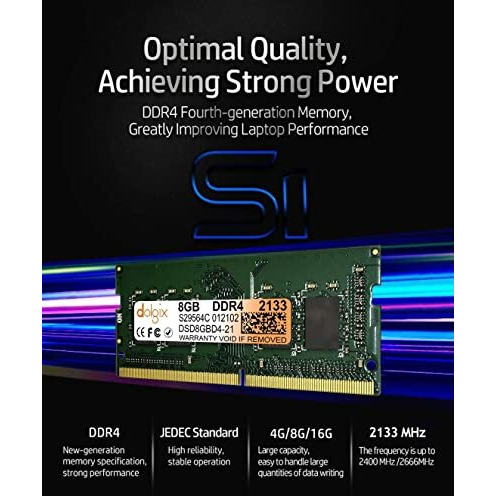 Dolgix 8Gb Ddr4 2133Mhz Ram | Laptop/Notebook Ram |Pc4-17000 | So-Dimm |Laptop -Memory | Cl-15 |1Rx8 Single Rank| 3- Year Warranty (Made In India)