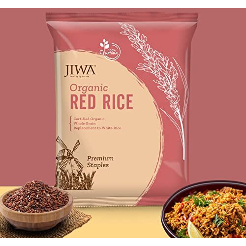 Jiwa Healthy By Nature Jiwa Organic Red Rice Lal Chawal Wholesome Nutrient Profile Rich In Fiber Certified Organic & Naturally Gluten Free 100% Natural & Wholegrain 1 Kg