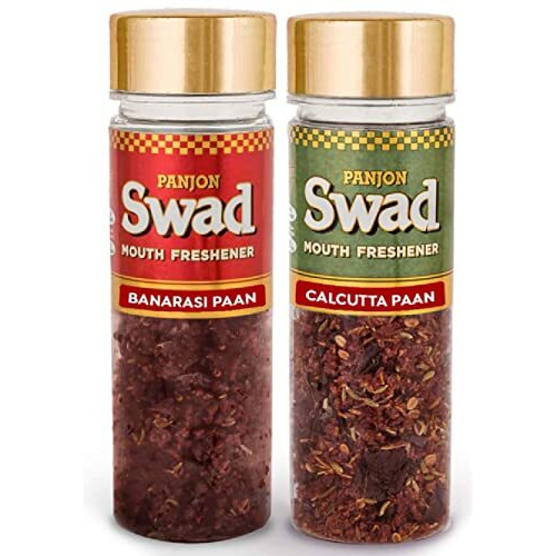 Panjon Swad Paan Mukhwas Banarasi & Calcutta Meetha Pan Mouth Fresheners, 2 Bottles X 100G