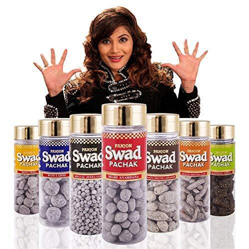 Swad Candy Pack (25 Digestive Toffees) & After Meal Mouthfresheners (White Sweet Saunf, Anardana, Khatta Meetha Aam, Banarasi Paan & Navratan Mukhwas Pachak) 6 Pcs