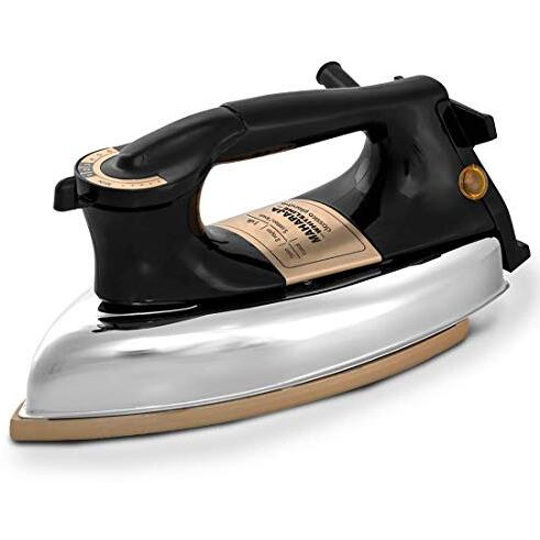 Maharaja Whiteline Classico Plancha 1200 Watt Dry Iron | Non-Stick Soleplate | Heavy Body | Temprature Control | Ergonomic Handle (Black)