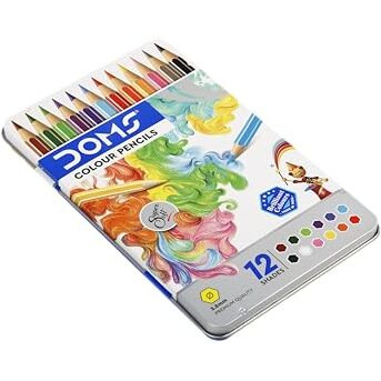 Doms Fsc 12 Colour Pencil Flat Tin|Multicolor