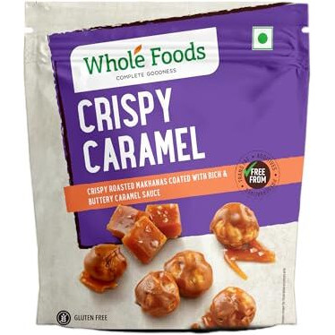 Whole Foods Crispy Roasted Makhanas | Hazelnut Bites - 70G (70 Grams, Crispy Caramel Makhanas)