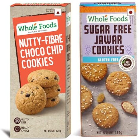 Whole Foods Gluten Free Cookies Combos |Jawar Diabetic Friendly| Nutty Fibre Chocolate | Pack Of 2