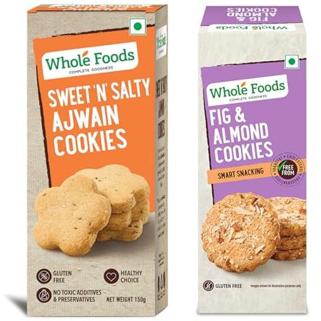 Whole Foods Gluten Free Cookies Combos |Sweet Salt Ajwain| Fig Almond | Pack Of 2