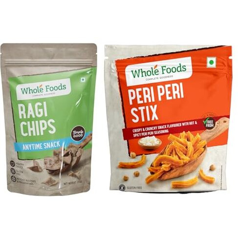 Whole Foods Gluten Free Snacks Combos |Peri Peri Stix | Ragi Chips| Pack Of 2