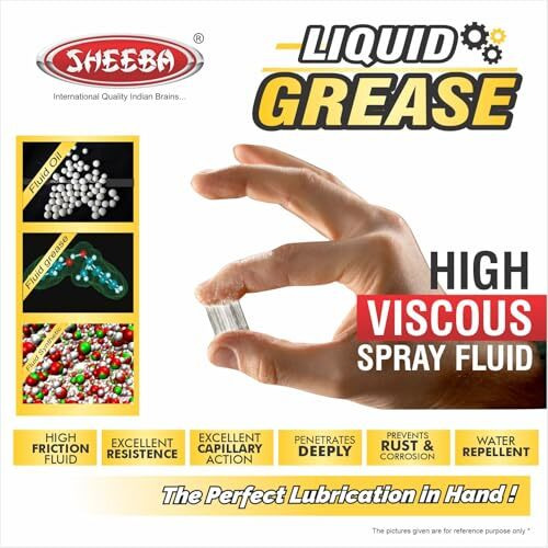 Sheeba Liquid Grease Spray I High Viscous I Lubricates I Frees Sticky Mechanism I Reduces Squeaky Noise I Long Lasting Protection From Rust And Corrosion - 500Ml Pack.