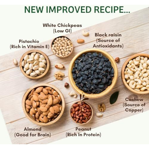 Zucchero Roasted Nut Mix, 800G (California Almond, Cashew (W240), White Chikpeas, Bold Peanuts, Pistachio, Black Raisin) - Oil-Free Roasting | No Added Salt | Hi-Protein | Roasted Dry Fruit | Jumbo Quality | Brainy Nuts | Preservative Free | Zero Cholesterol | Superfood