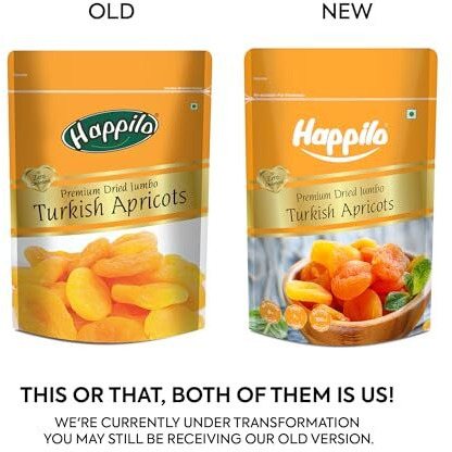 Happilo Premium Dried Turkish Apricots 200G Each (Pack Of 2), Jumbo Size Seedless Khumani, Juicy And Tangy Dehydrated Fruits