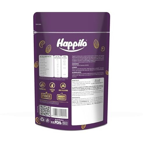 Happilo 100% Natural Premium Whole Cashews, 200 G, Pack Of 2