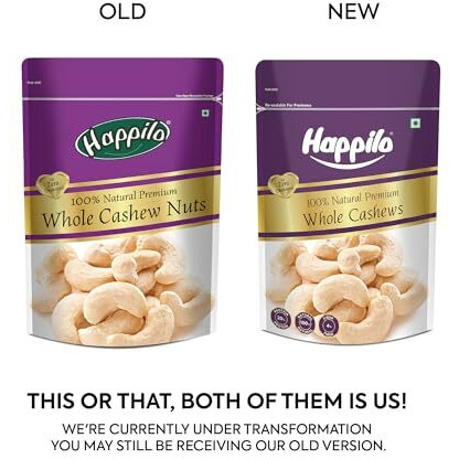 Happilo 100% Natural Premium Whole Cashews, 200 G, Pack Of 2