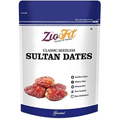 Ziofit Classic Seedless Sultan Dates Pouch 500 G (Buy 1 Get 1 Free), Dry Fruit For Weight Management, Soft Chewy Texture & Sweet Caramel Taste