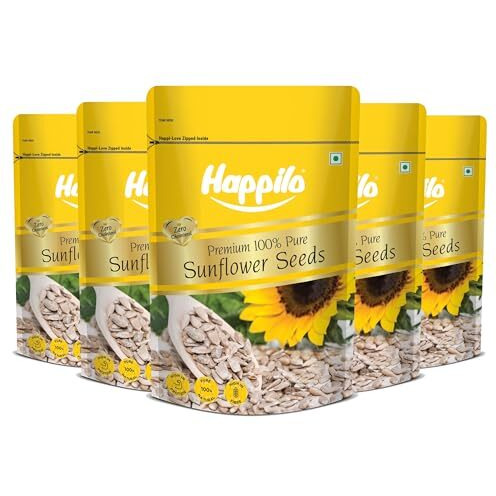 Happilo Premium Raw Sunflower Seeds For Eating Without Shell 250G Each (Pack Of 5), Healthy Protein Snack For Diet Food