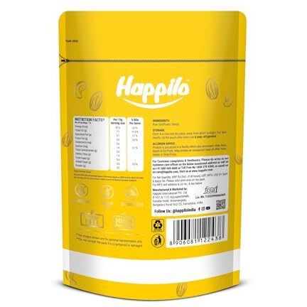 Happilo Premium Raw Sunflower Seeds For Eating Without Shell 250G Each (Pack Of 5), Healthy Protein Snack For Diet Food