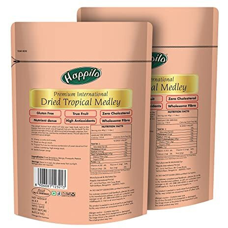 Happilo Premium International Dried Tropical Fruit Medley 200G Each (Pack Of 2)| Wholesome & Vitamin Rich Healthy Snack | No Artificial Colors, Gluten Free, No Preservatives