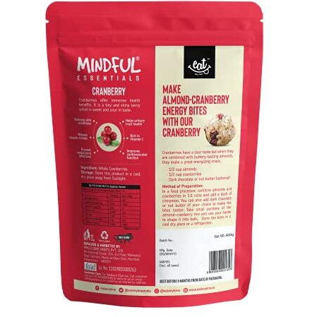 Eat Anytime Mindful Dried Cranberries | Imported From California | Source Of Instant Energy & Immune Booster | Antioxident | Cranberry Dry Fruit | Healthy Food | Healthy Snack For Breakfast & Diet | Cranberry - 400Gm