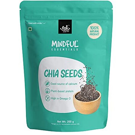 Eat Anytime Mindful Healthy & Natural Chia Seeds | Good Source Of Calcium | Plan Based Protein | High In Omega 3 | Control Blood Sugar & Help To Manage Weight | Healthy Snack Chia Seeds - 200Gm