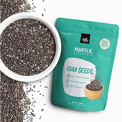 Eat Anytime Mindful Healthy & Natural Chia Seeds | Good Source Of Calcium | Plan Based Protein | High In Omega 3 | Control Blood Sugar & Help To Manage Weight | Healthy Snack Chia Seeds - 200Gm