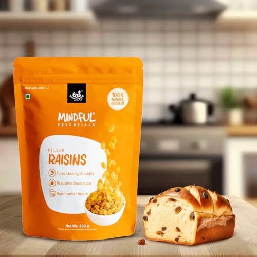 Eat Anytime Premium Organic Golden Raisins | Non Gmo & Gluten Free | No Added Sugar & High In Fiber | Golden Raisins Seedless, Seedless Raisins | Golden Raisin/Kishmish - 450Gm, Fresh