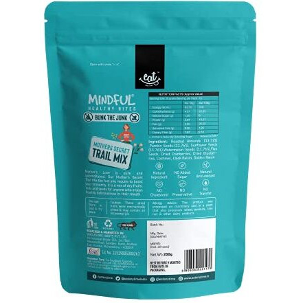 Eat Anytime Mindful Healthy Mother Secret Trail Mix | No Added Sugar & No Preservatives | Antioxident | Gluten Free | Healthy Snack For Breakfast | Trail Mix Dry Fruits - 200Gm