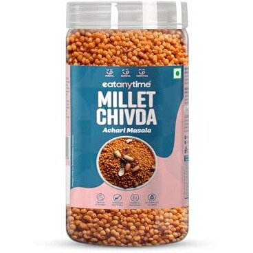Eat Anytime Achari Millet Chivda | Spicy & Tangy Pickle-Flavored Crunchy Snack | Rich In Fiber & Protein, Gluten-Free | No Artificial Additives | Perfect For Healthy Snacking, (Pack Of 1)