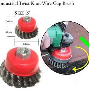 Aasons Twisted And Crimped 3" Cup Brush Set Combo For Removing Rust, Paint & Polishing Can Be Used With 4" Angle Grinder Or Drill Machine With Adaptor
