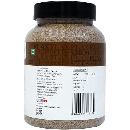 Nutriwish Flax Seed Powder, 250 G | Alsi Powder | Rich In Fiber |