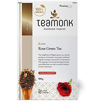 Teamonk Koen High Mountain Rose Green Tea (50 Cups) - 100 Gm Bag. Rich In Vitamin C And Antioxidants. Promotes Glowing Skin. Whole Loose Leaves (No Powder)