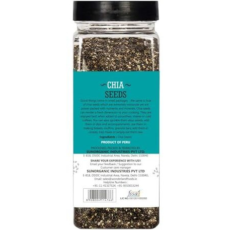 Wonderland Foods 400G (200G X 2) Roasted Chia Seeds Pack Of 2 Jar | Rich In Fiber & Omega - 3 | Healthy Sabja Seeds For Weight Management | Immunity Booster Dieting Snack