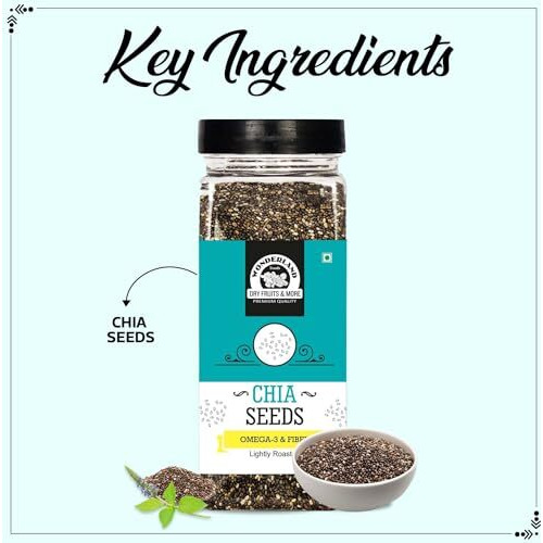 Wonderland Foods 400G (200G X 2) Roasted Chia Seeds Pack Of 2 Jar | Rich In Fiber & Omega - 3 | Healthy Sabja Seeds For Weight Management | Immunity Booster Dieting Snack