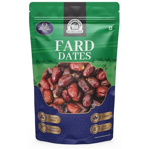 Wonderland Foods 500G Premium Fard Dates Pouch Soft And Chewy Texture Khajur, Khajoor, No Preservatives, No Added Sugar, Rich In Iron, Fibre & Vitamins, Whole