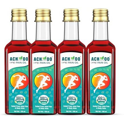 Achoo Ortho Care Pain Relief Oil 100Ml (Pack Of 4) For Joint, Muscle & Body Pain, Sports Injuries & Sprains