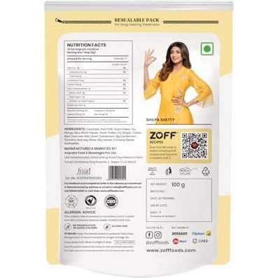 Zoff Shahi Paneer Masala | Premium Zip Lock Pouch | Net Weight 100G