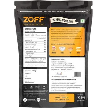 Zoff Green Raisins Rich In Iron & Vitamin B, Pure & Natural Kishmish, Healthy Snack Food Item, Hygienically Packed | 250 Gm |