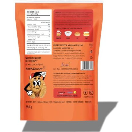 Zoff Premium Walnut Kernels - Handpicked, Vacuum-Sealed For Freshness - Superfood For Snacking, Baking, And Cooking - Rich In Omega-3 & Antioxidants  250G
