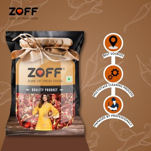 Zoff Dried Red Chilli | Natural And Fresh Sukhi | Lal Mirch Farm Picked | Net Weight 500G
